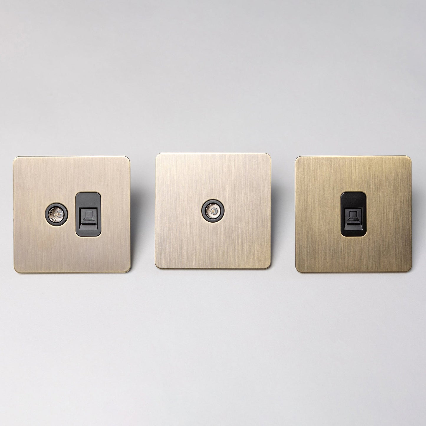 Antique Brass Switches and Sockets - Straight Knurled Design