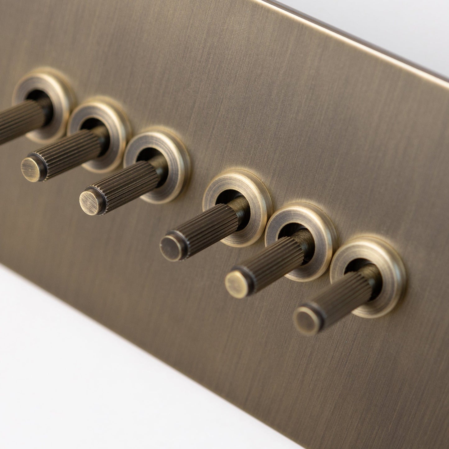 Antique Brass Switches and Sockets - Straight Knurled Design