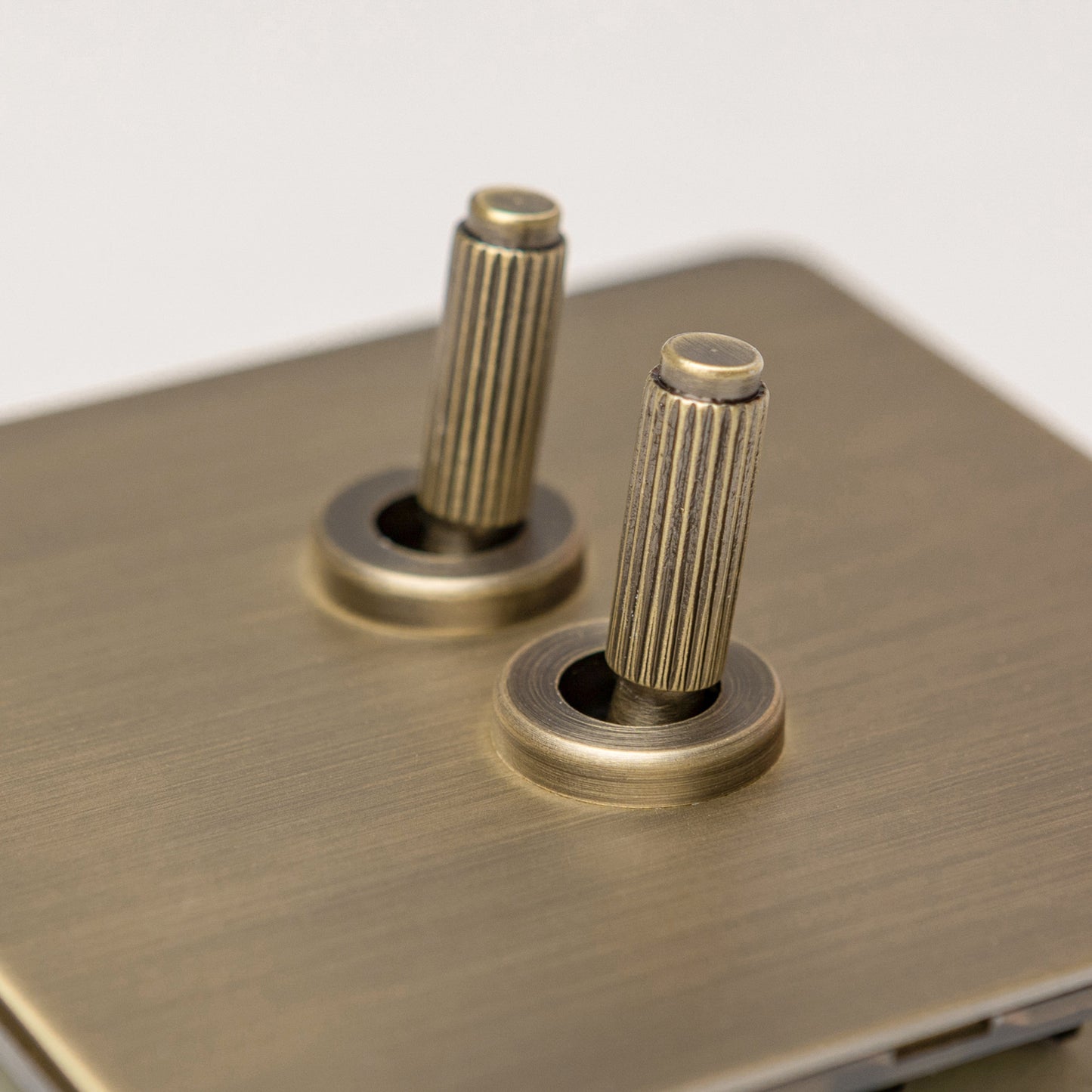 Antique Brass Switches and Sockets - Straight Knurled Design