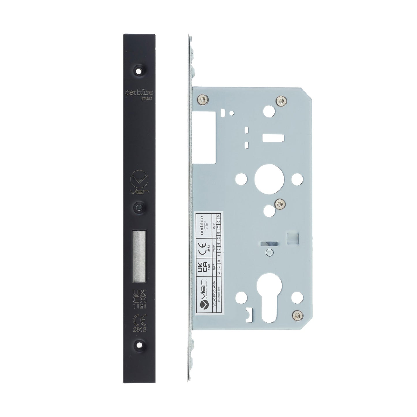 Din Euro Deadlock- Backset  55mm - 2 Pc Forend - Square