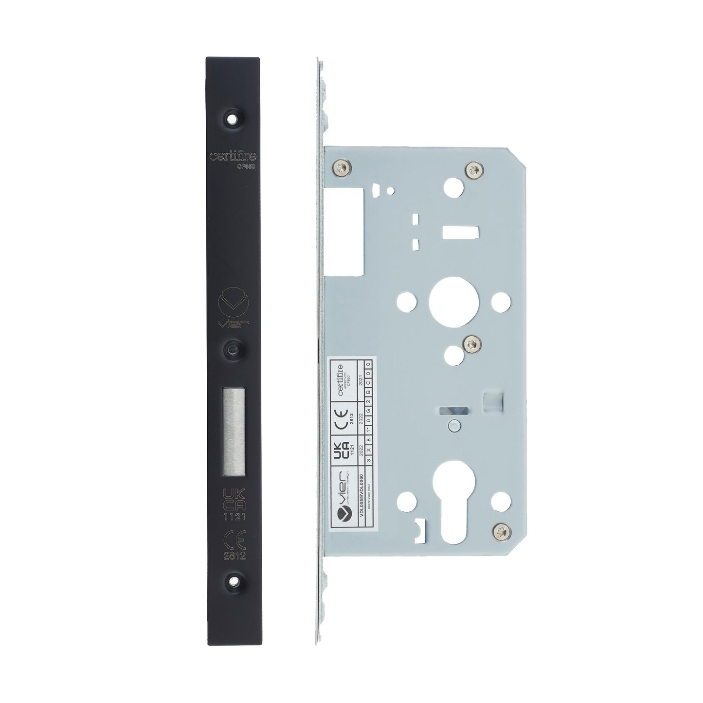 Din Euro Deadlock- Backset  55mm - 2 Pc Forend - Square