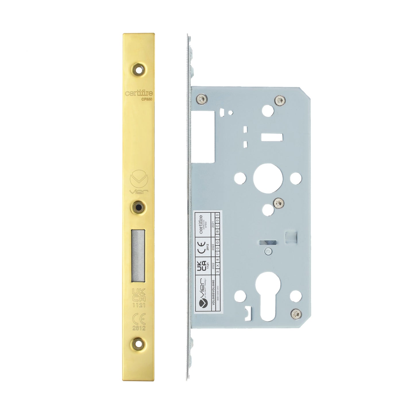 Din Euro Deadlock- Backset  55mm - 2 Pc Forend - Square