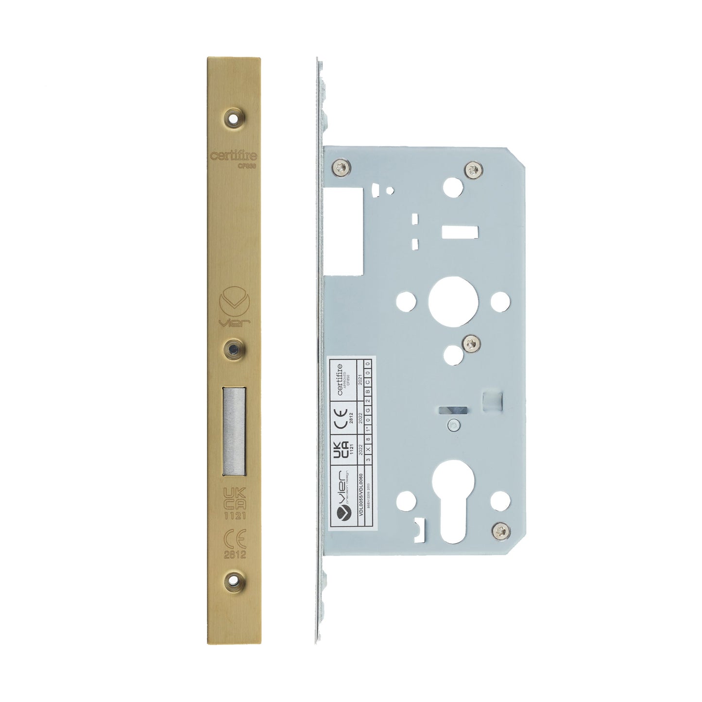 Din Euro Deadlock- Backset  55mm - 2 Pc Forend - Square