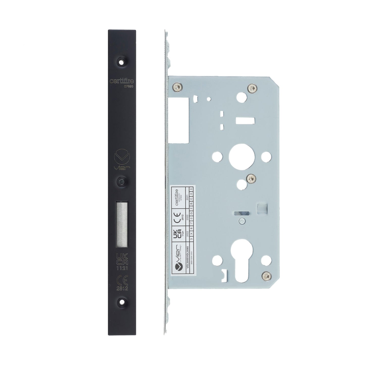 Din Euro Deadlock- Backset  60mm - 2 Pc Forend - Square