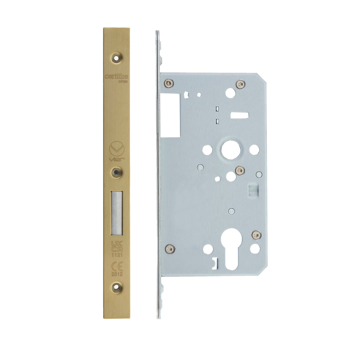 Din Euro Deadlock - Backset 60mm - 2 Pc Forend - Square - Single Throw