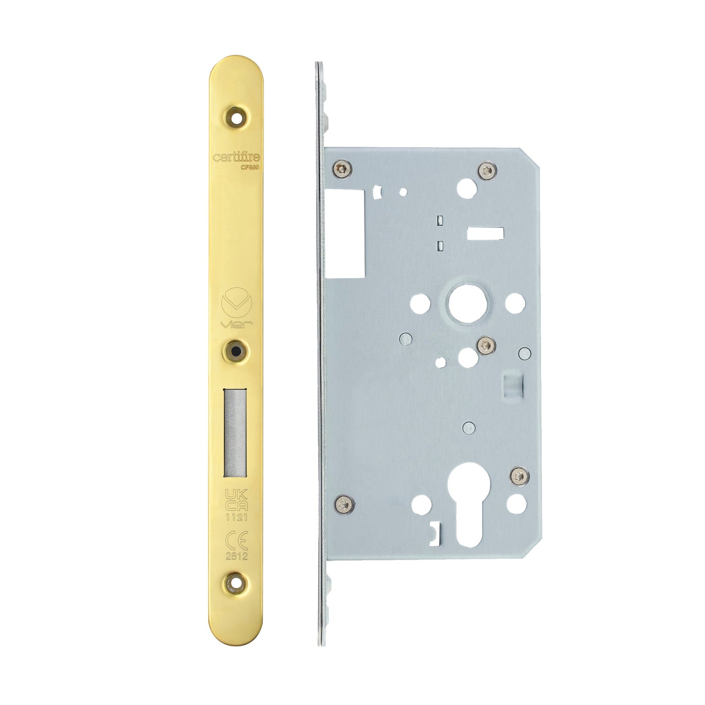 Din Euro Deadlock- Backset  60mm - 2 Pc Forend - Radius - Single Throw