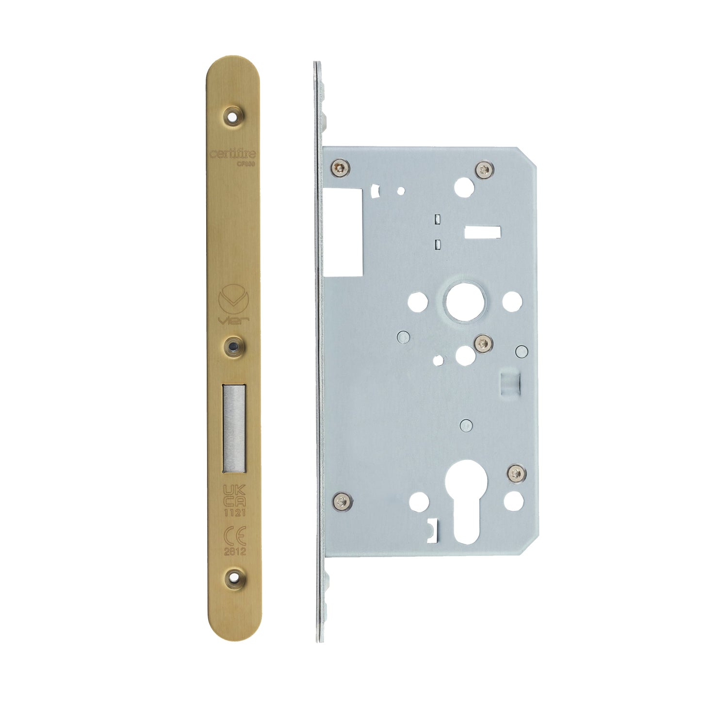 Din Euro Deadlock- Backset  60mm - 2 Pc Forend - Radius - Single Throw