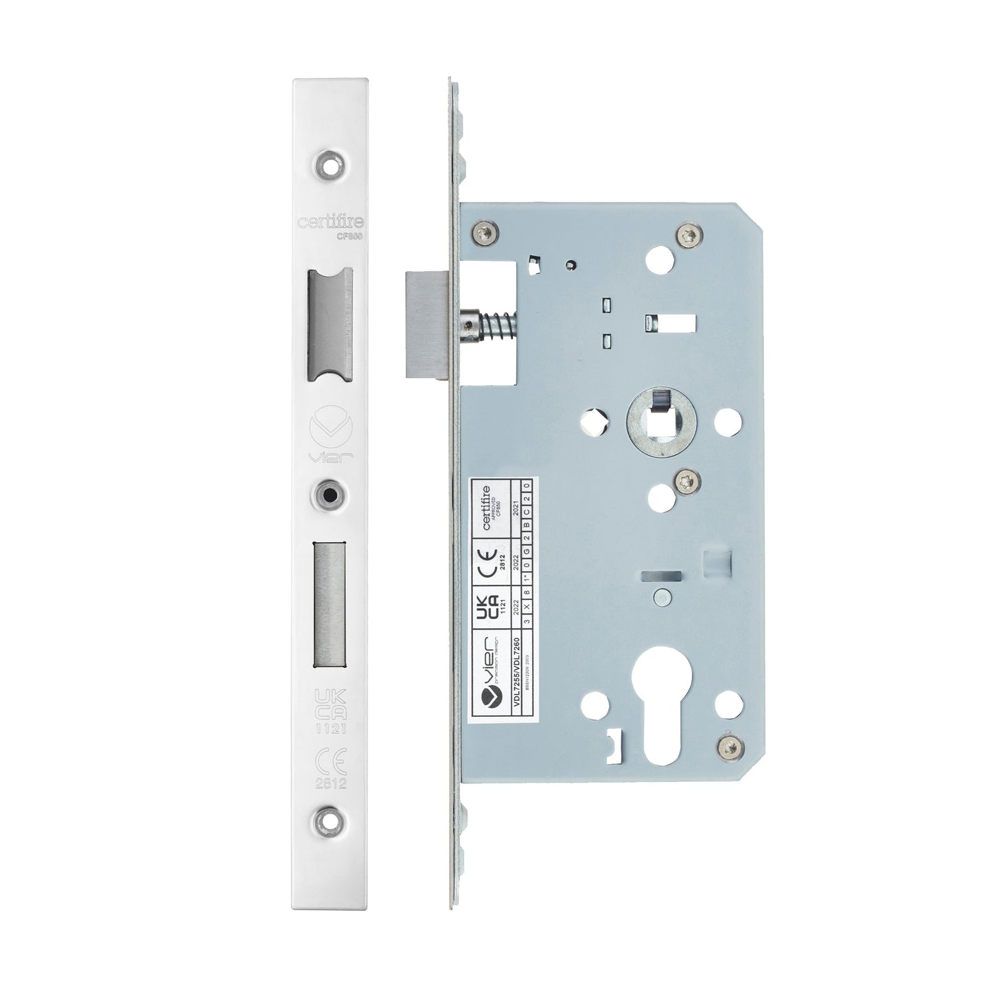 Din Euro Sashlock- Backset 60mm - 2 Pc Forend - Square