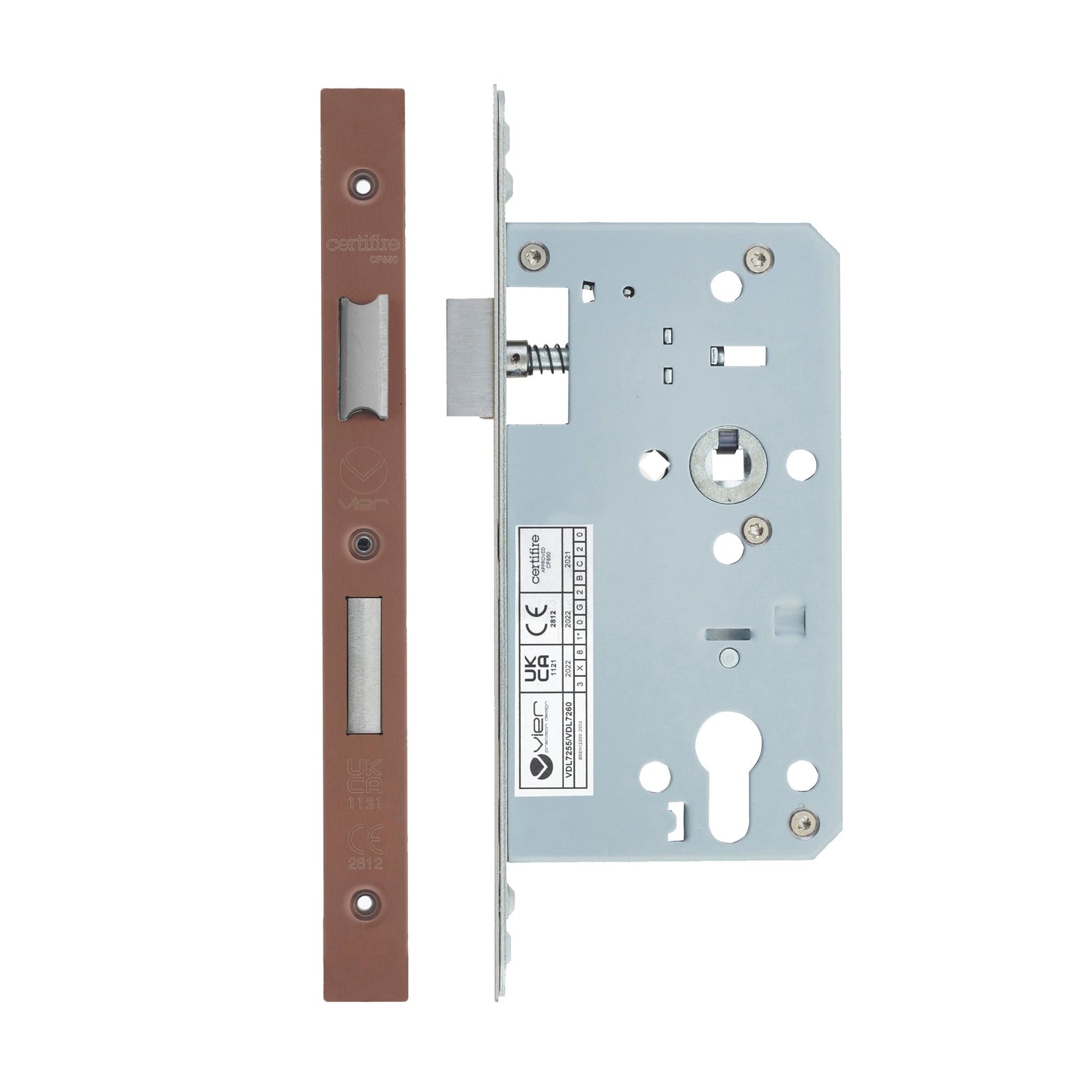 Din Euro Sashlock- Backset 60mm - 2 Pc Forend - Square