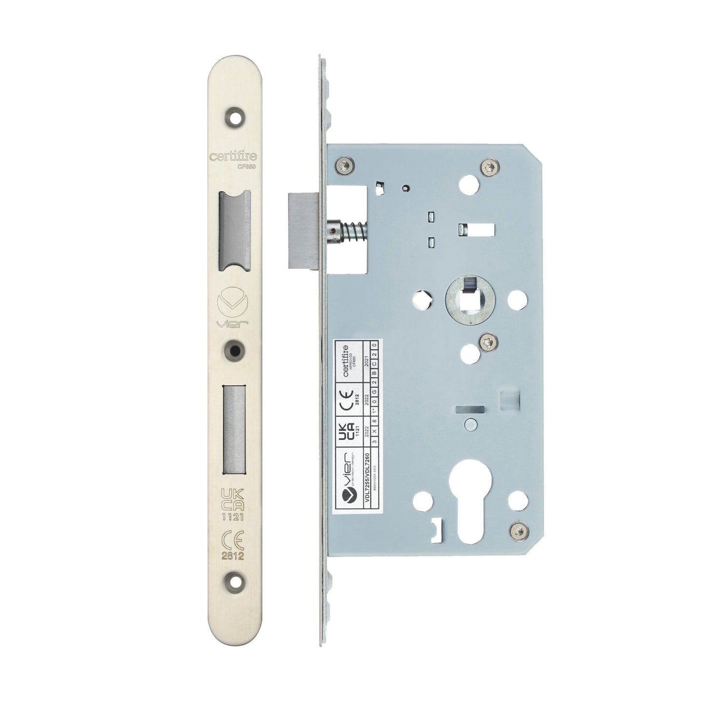 Din Euro Sashlock- Backset 60mm - 2 Pc Forend - Radius