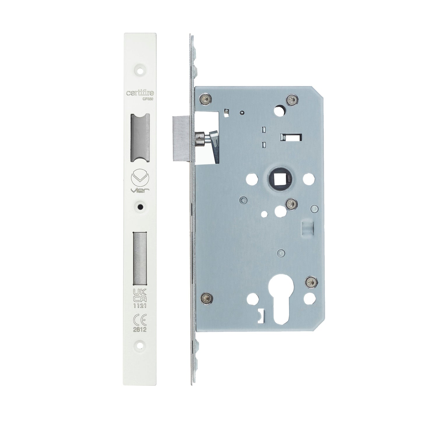 Din Euro Sashlock- Backset  60mm - 2 Pc Forend - Square - Single Throw