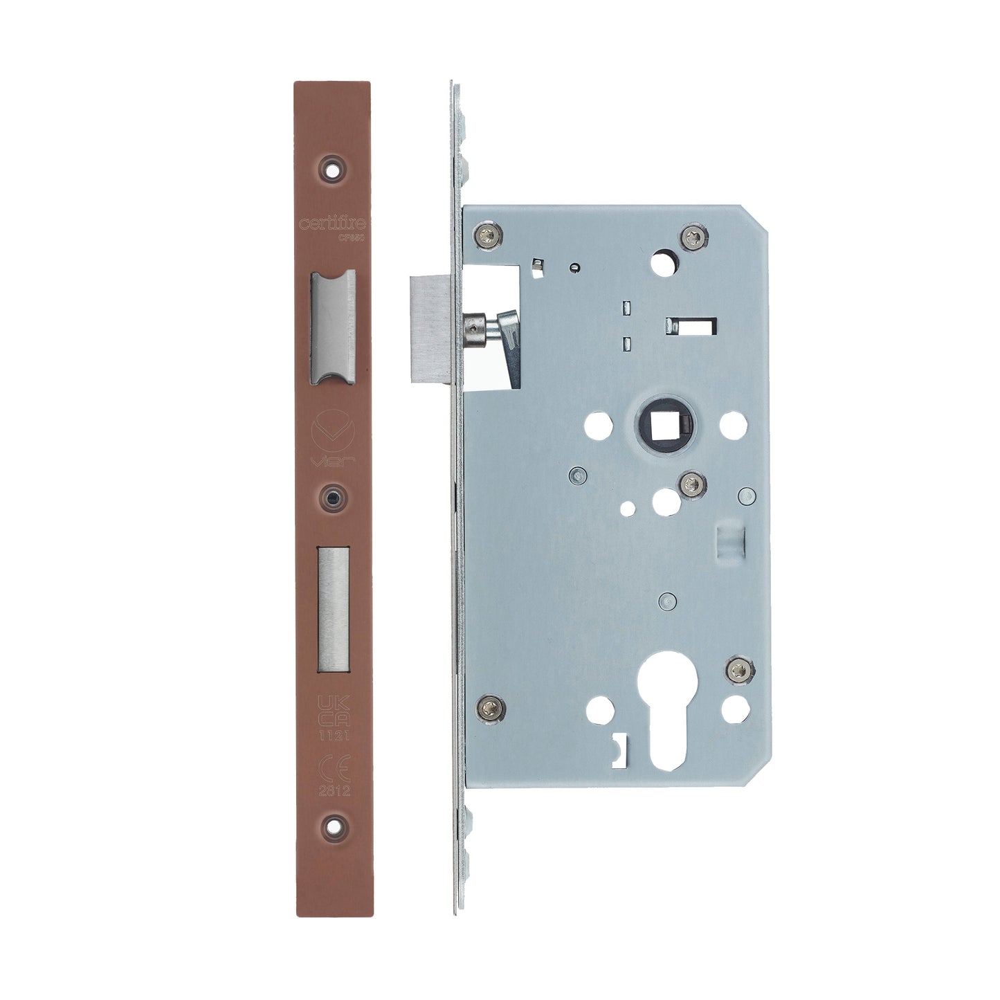 Din Euro Sashlock- Backset  60mm - 2 Pc Forend - Square - Single Throw