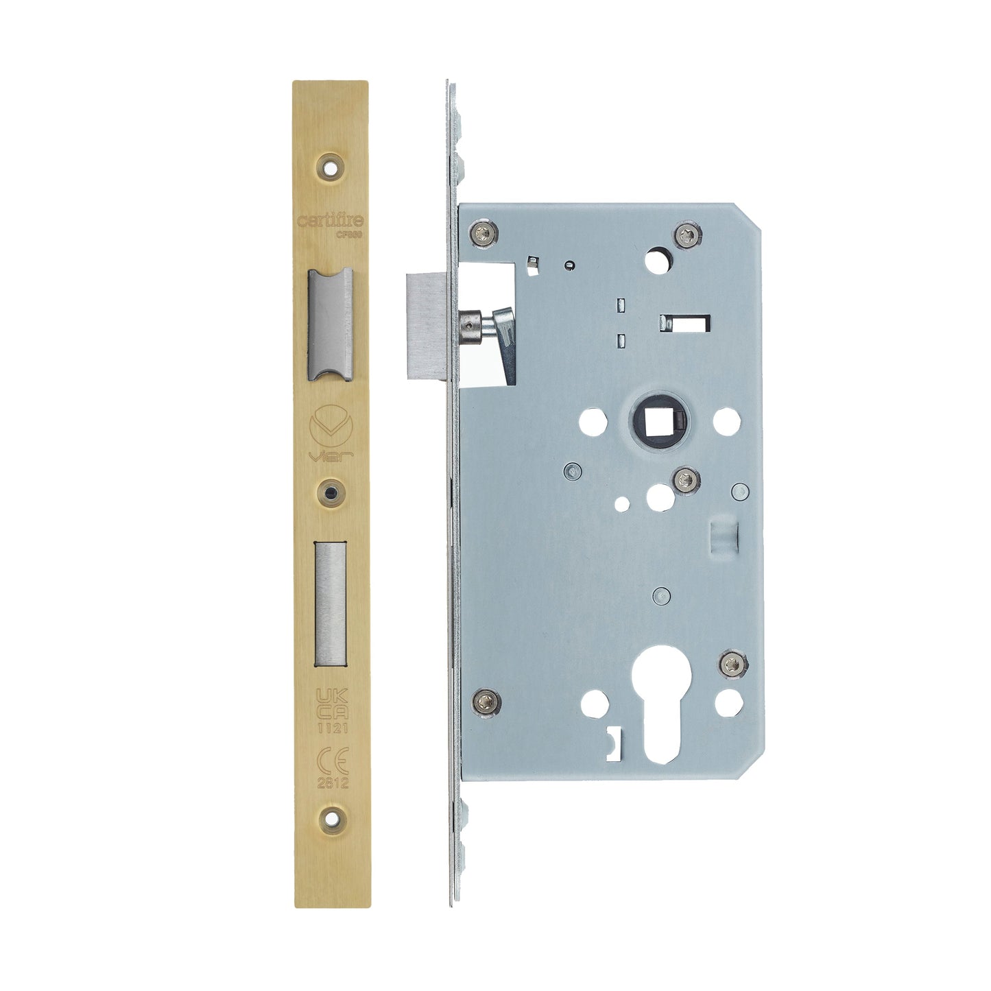 Din Euro Sashlock- Backset  60mm - 2 Pc Forend - Square - Single Throw