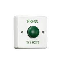 Standard Retractable Switch Button c/w White Back Box - "Press to Exit"