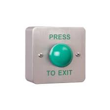 SS Steel Plate with Green Dome Steel Button and Kobo Back Box - "Press to Exit"