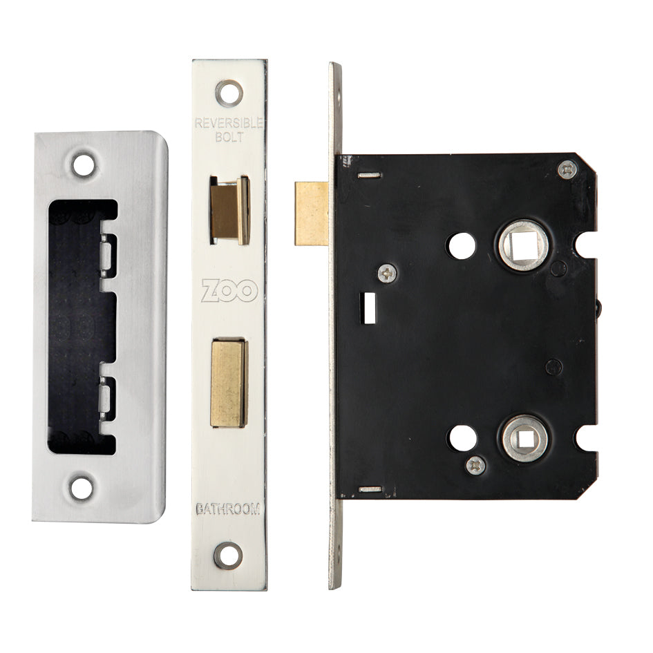 Mortice Bathroom Lock, 76mm - 57mm Centres, Square