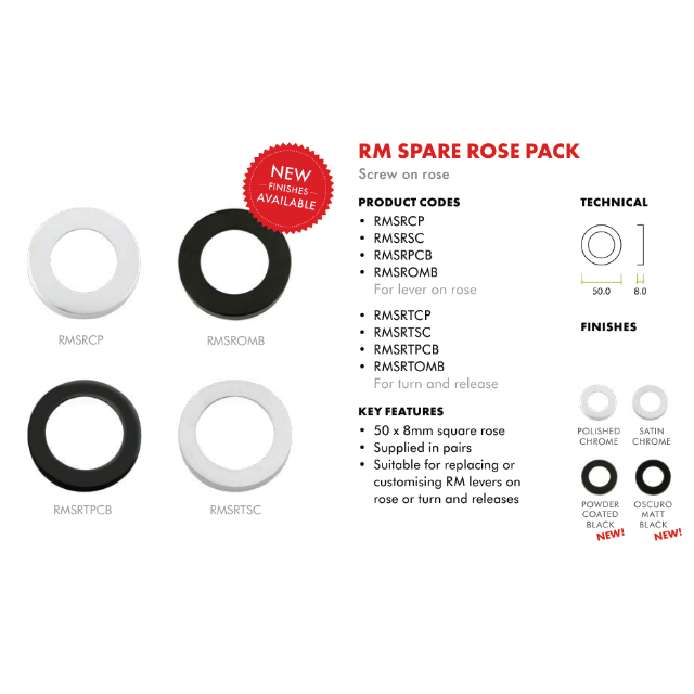 Rosso Maniglie - Spare Round Rose Pack - 1 Pair