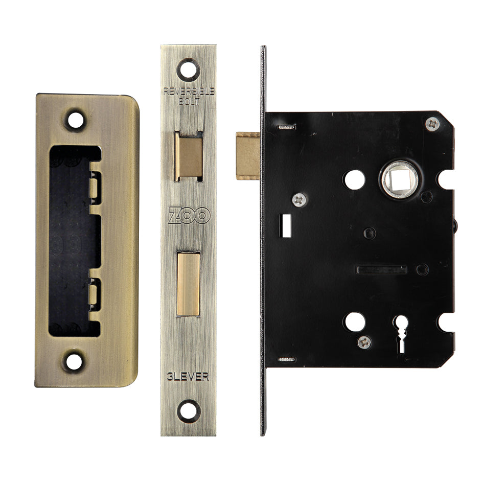 3 Lever Mortice Sashlock, 76mm - 57mm Centres, Square