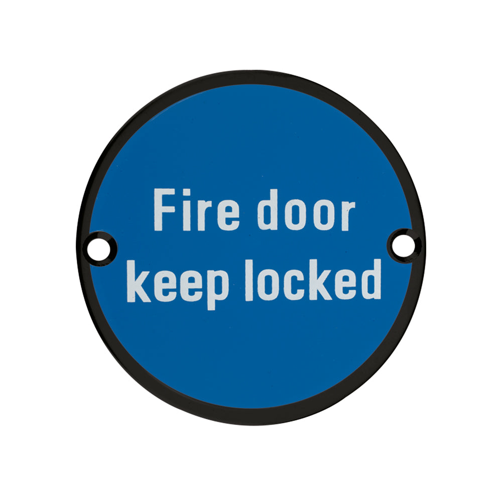 Signage - Fire Door Keep Locked - 76mm dia