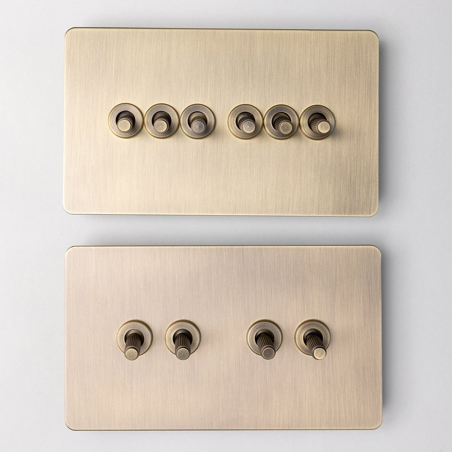 Antique Brass Switches and Sockets - Straight Knurled Design