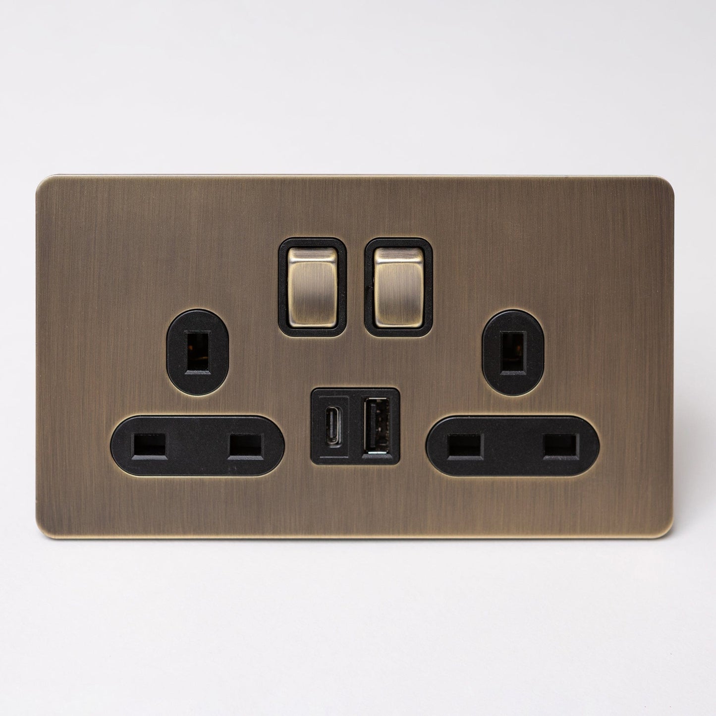 Antique Brass Switches and Sockets - Straight Knurled Design