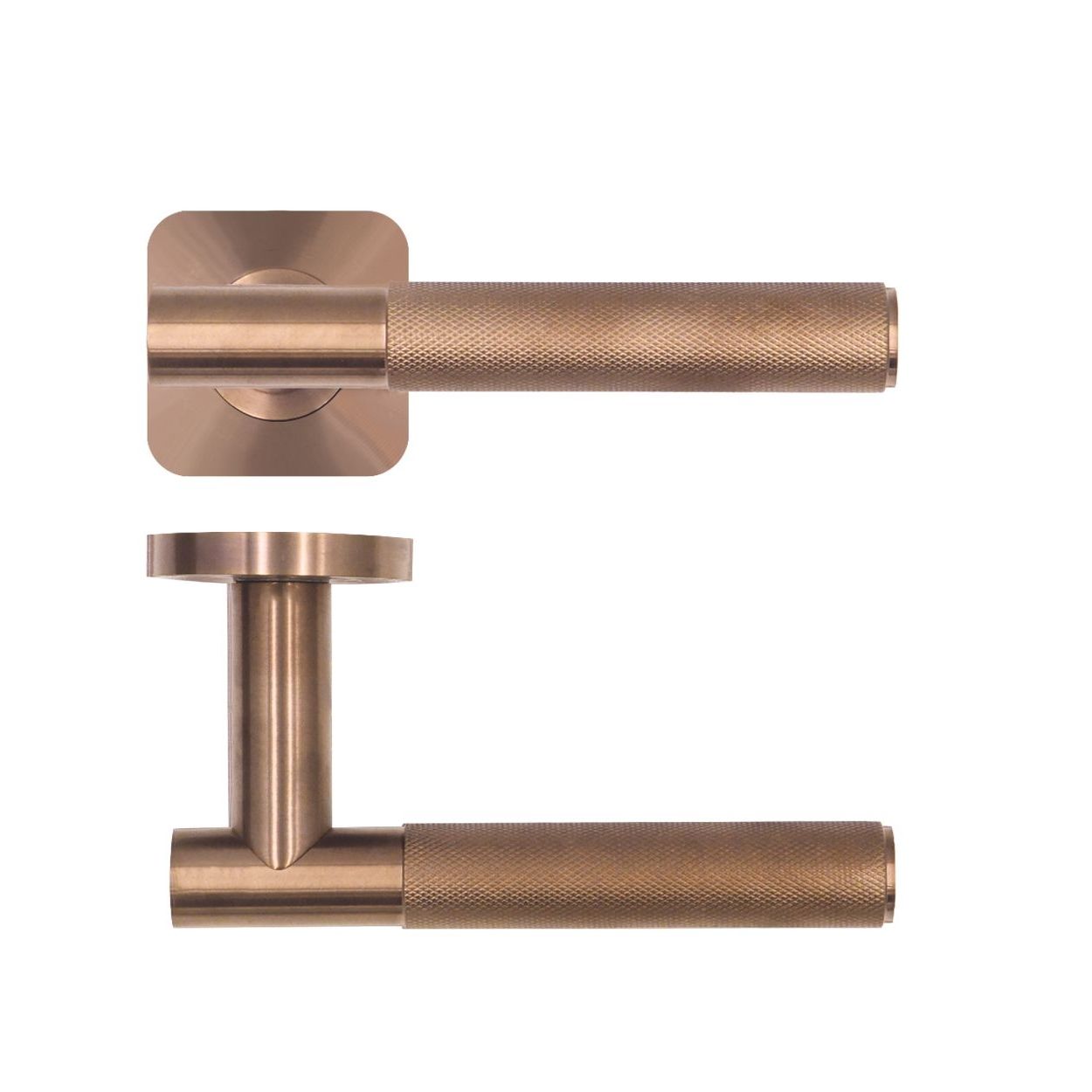 Orta - Knurled Grip T Bar Lever On Squircle Rose