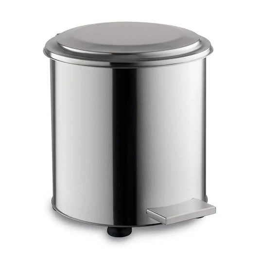 Ecoline Polished Stainless Cyclindrical Industrial Pedal Waste Bin ( Wheels ) 40L – 90L