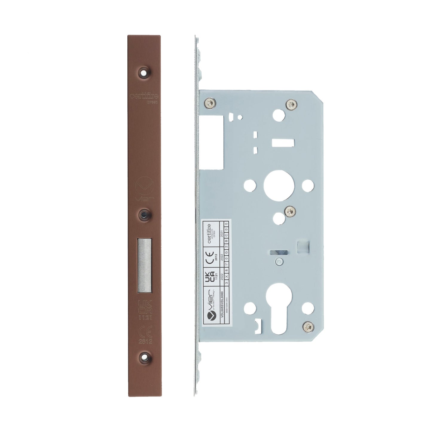 Din Euro Deadlock- Backset  55mm - 2 Pc Forend - Square