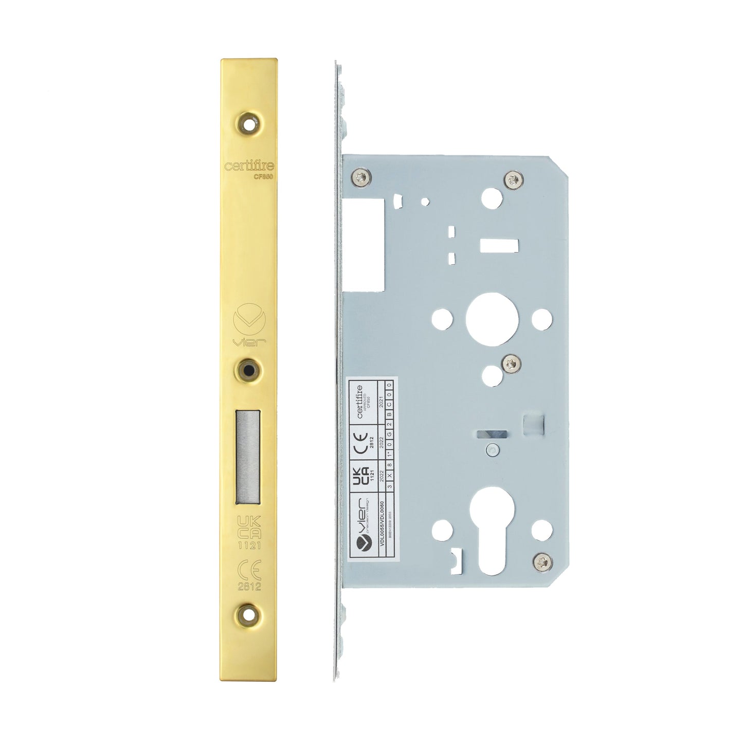 Din Euro Deadlock- Backset  60mm - 2 Pc Forend - Square