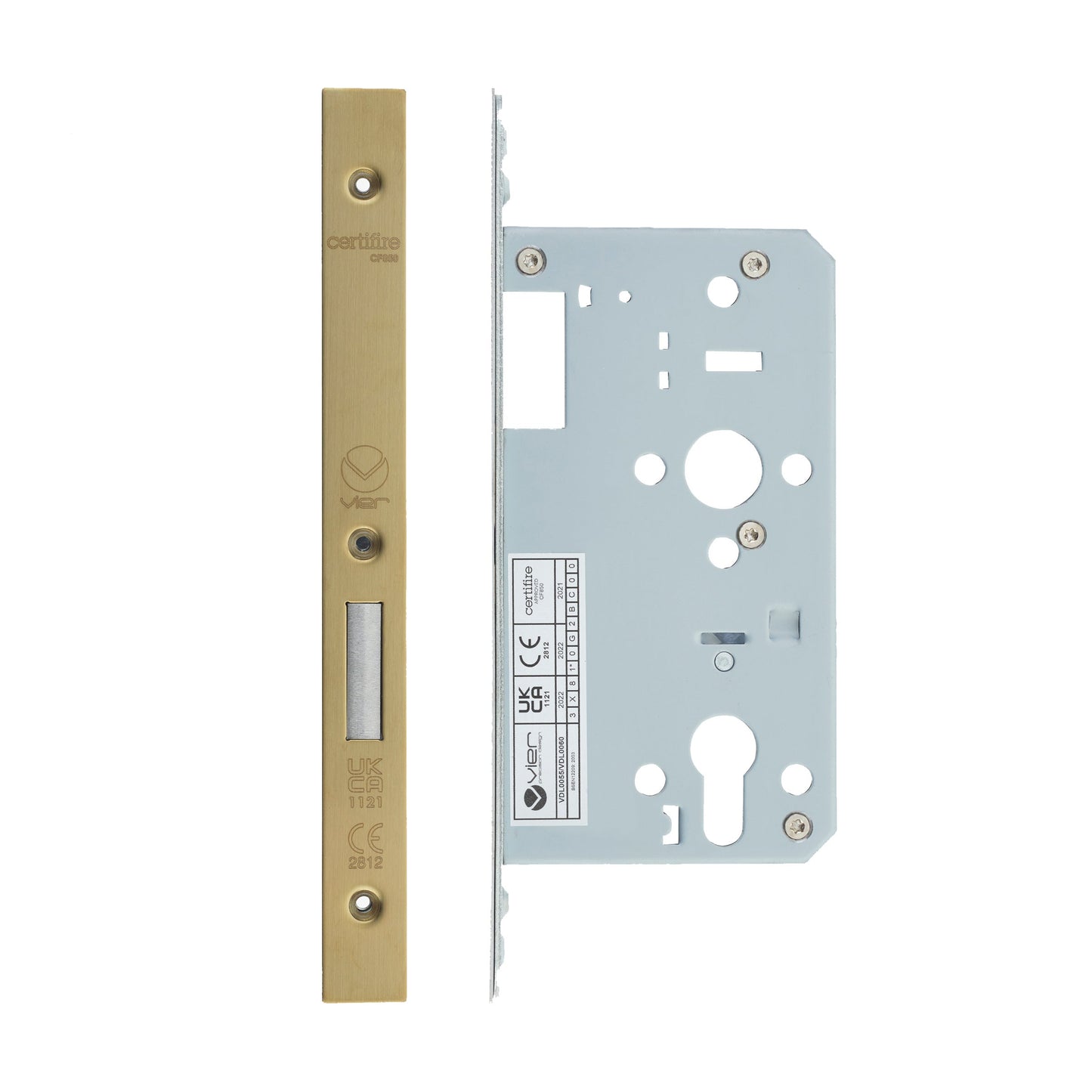 Din Euro Deadlock- Backset  60mm - 2 Pc Forend - Square