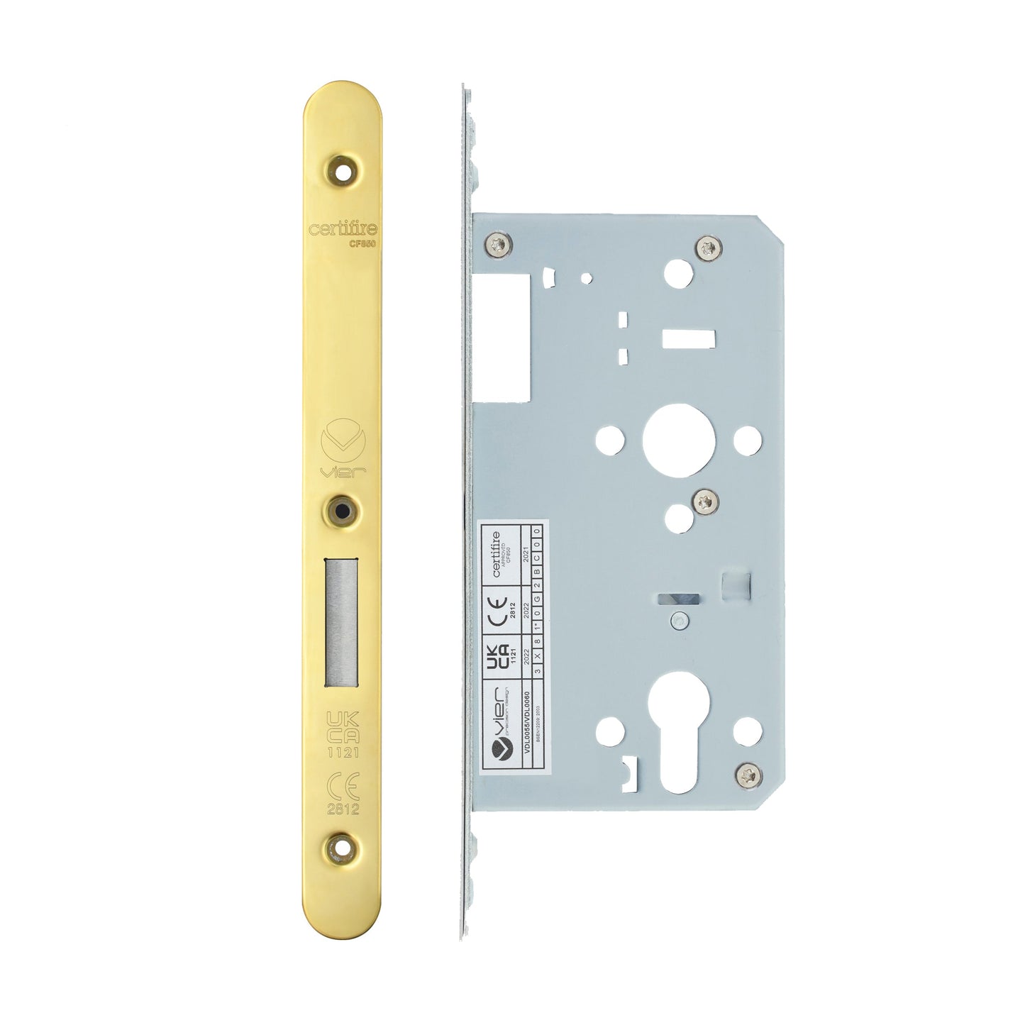 Din Euro Deadlock- Backset  60mm - 2 Pc Forend - Radius
