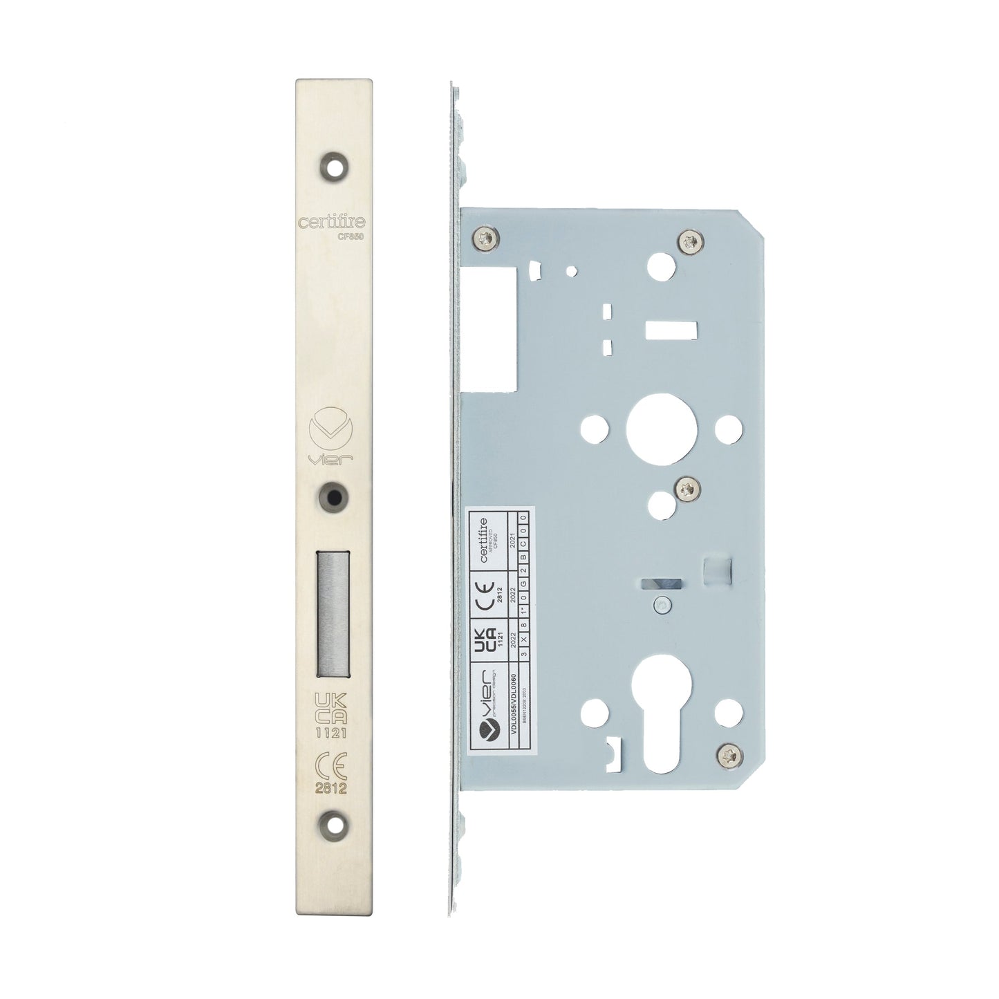 Din Euro Deadlock- Backset  60mm - 2 Pc Forend - Square
