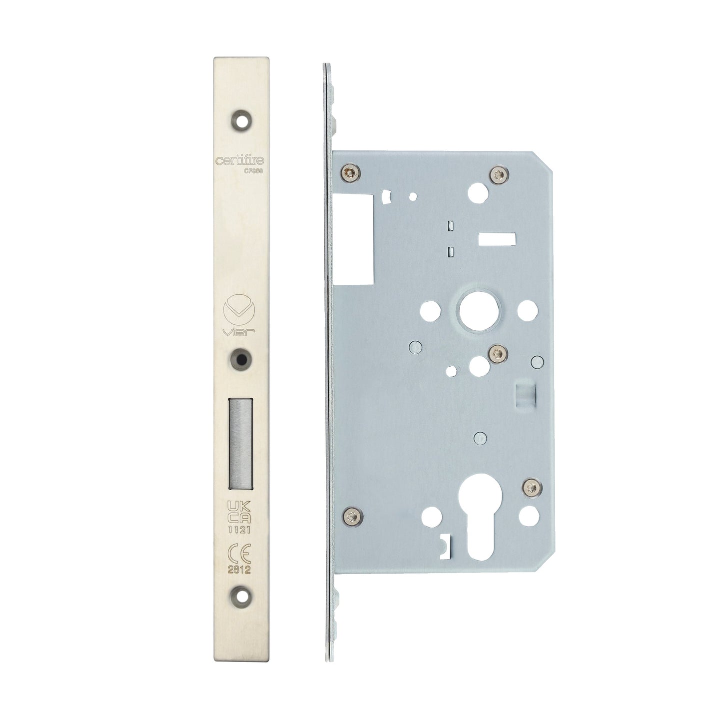 Din Euro Deadlock - Backset 60mm - 2 Pc Forend - Square - Single Throw