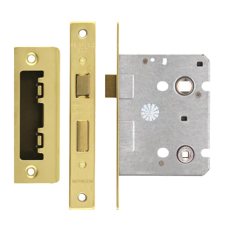 Mortice Bathroom Lock, 76mm - 57mm Centres, Square