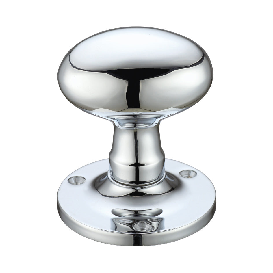 Oval Mortice Knob Furniture - 62.5mm Rose Diameter