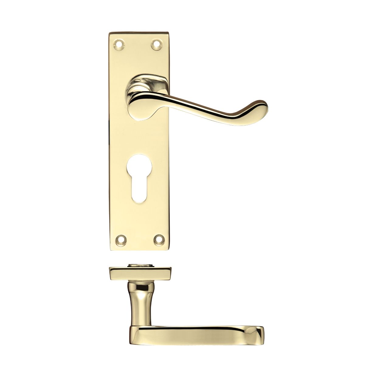 Project Victorian Scroll Lever on Europrofile Lock Backplate - 150mm x 40mm