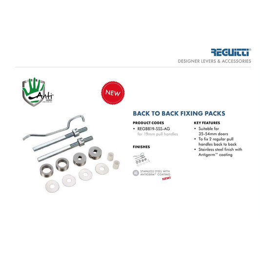 Back To back Fixing Packs for Pull Handles - Satin St. Steel - Anti Germ