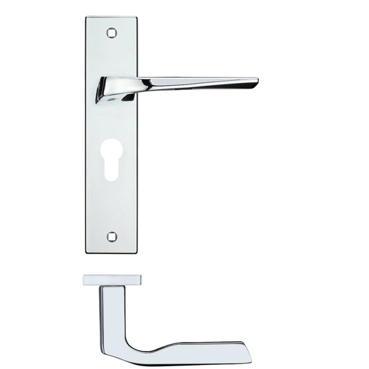 Lyra Lever Euro Lock (47.5mm c/c) on Backplate - 190x42mm