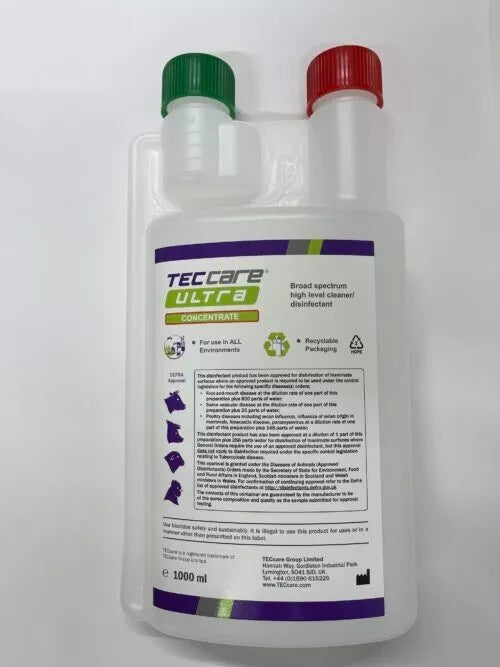 TECcare ULTRA concentrate broad spectrum high level cleaner / disinfectant, Box of 2, 4 Litre bottles