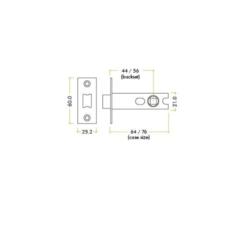 Project Tubular Latch 76mm - UKCA/CE, Radius Forend