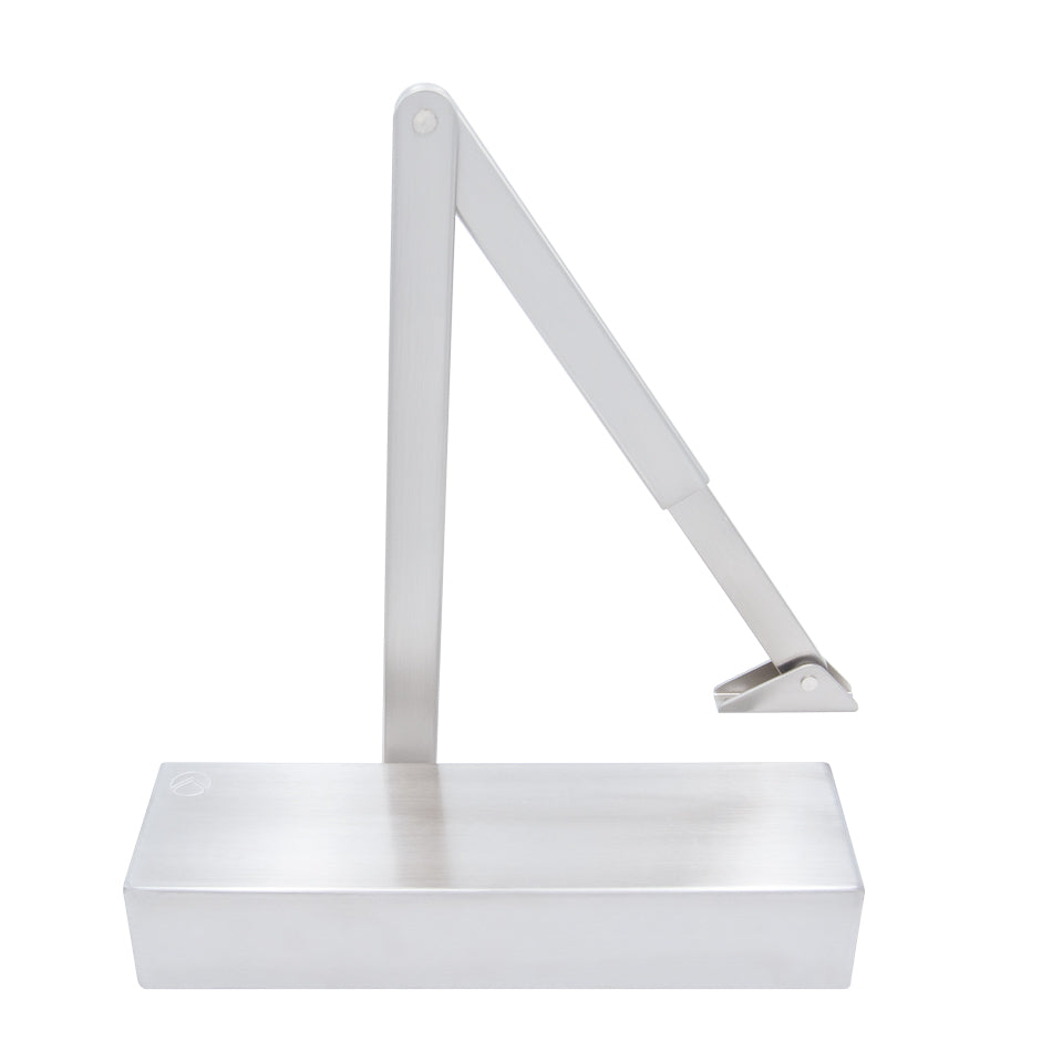 Size 2-5 Door Closer c/w Back Check & Delayed Action - Silver Flat Arm and Body (P.A Bracket Inc) Silver Cover