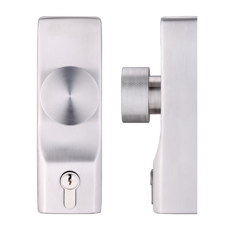 Knob Operated Outside Access Device - Euro Cylinder - Satin Stainless Steel