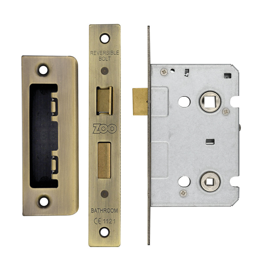 Mortice Bathroom Lock, 64mm - 57mm Centres, Square