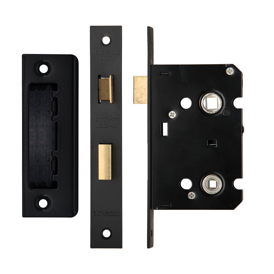 Mortice Bathroom Lock, 64mm - 57mm Centres, Square