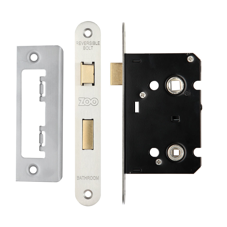 Mortice Bathroom Lock, 64mm - 57mm Centres, Radius
