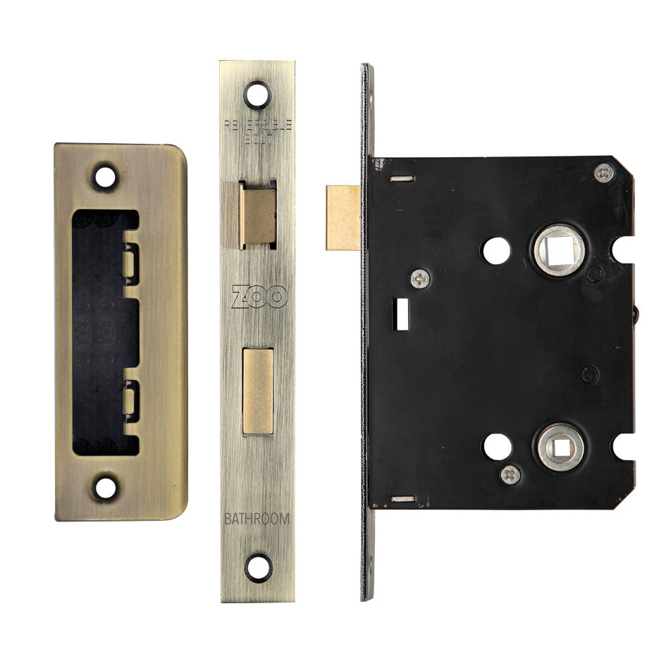 Mortice Bathroom Lock, 76mm - 57mm Centres, Square