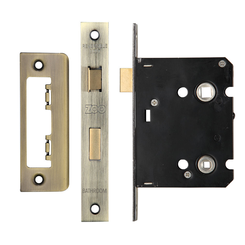 Mortice Bathroom Lock, 76mm - 57mm Centres, Square