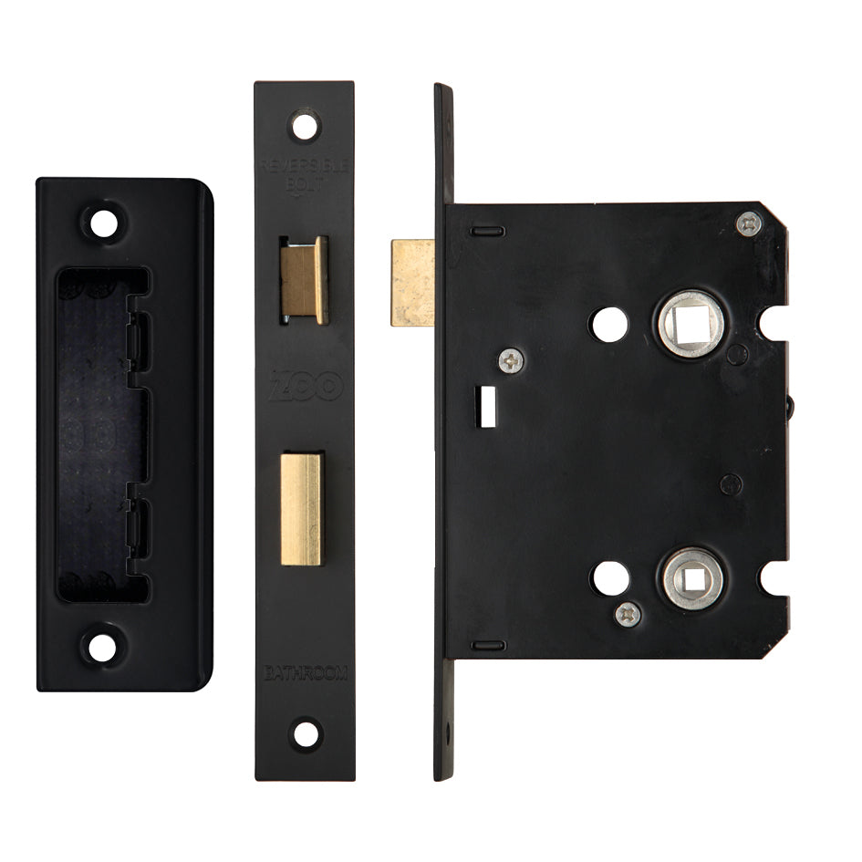 Mortice Bathroom Lock, 76mm - 57mm Centres, Square
