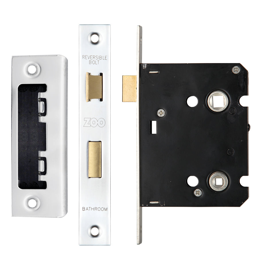 Mortice Bathroom Lock, 76mm - 57mm Centres, Square
