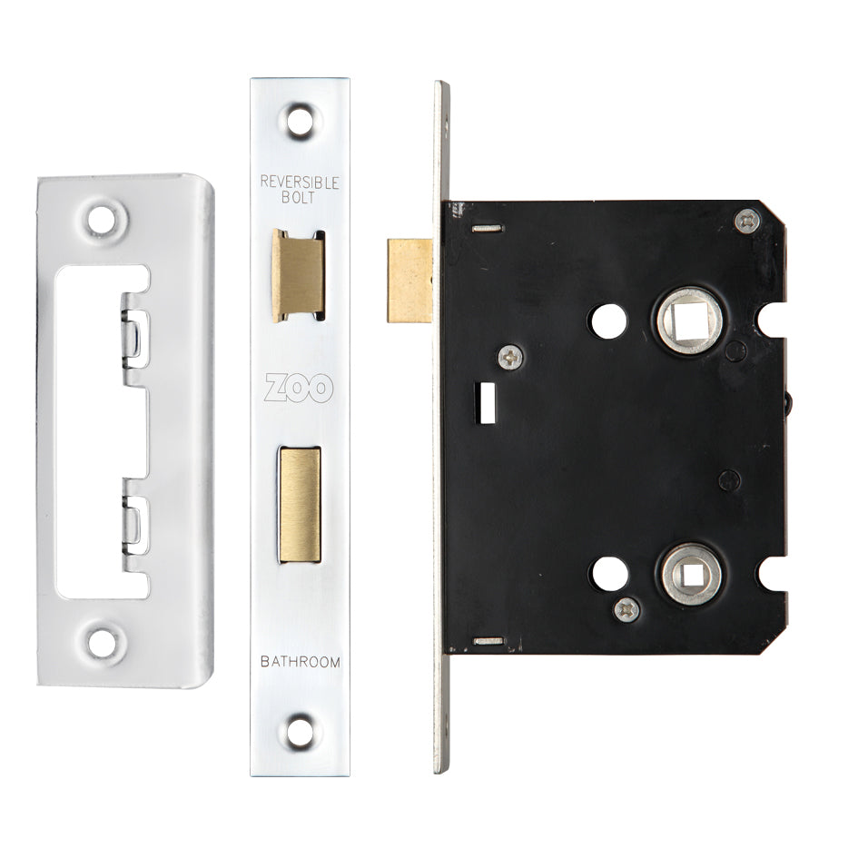 Mortice Bathroom Lock, 76mm - 57mm Centres, Square